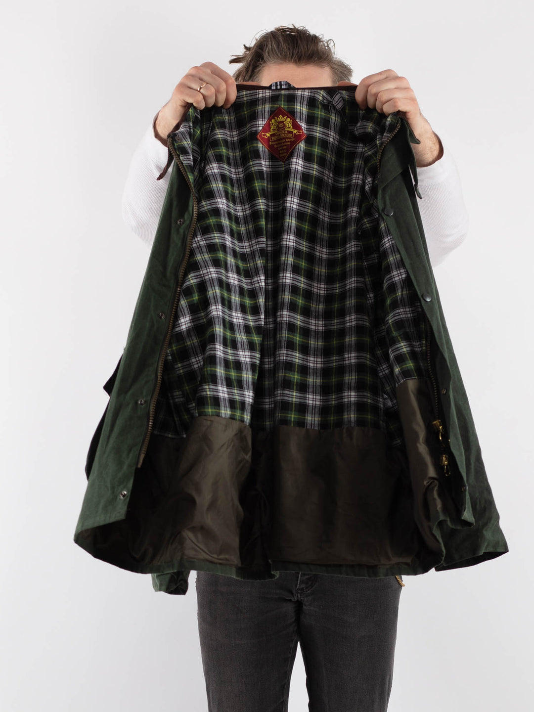 Vintage 90's Men Waxed Canvas Jacket in Green - NorthernGrip