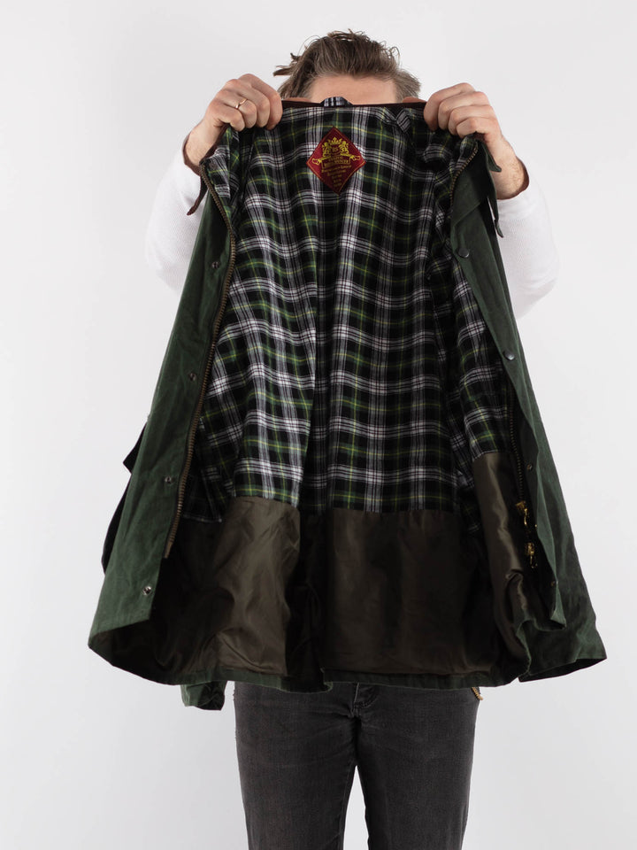 Vintage 90's Men Waxed Canvas Jacket in Green - NorthernGrip
