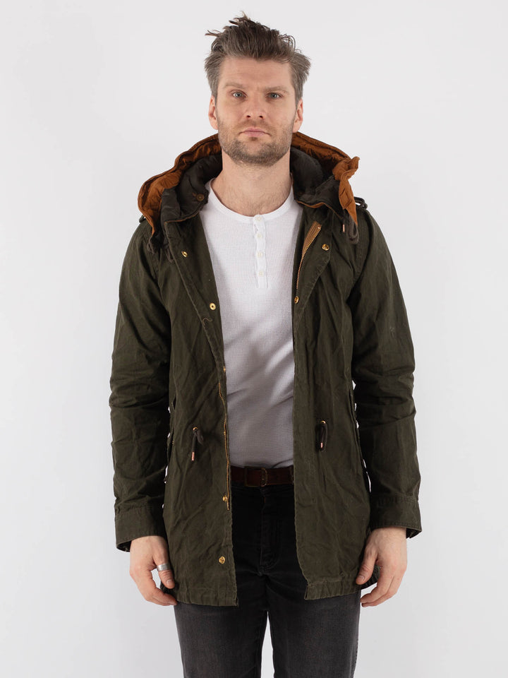 Vintage 00's Men Waxed Canvas Jacket in Green - NorthernGrip
