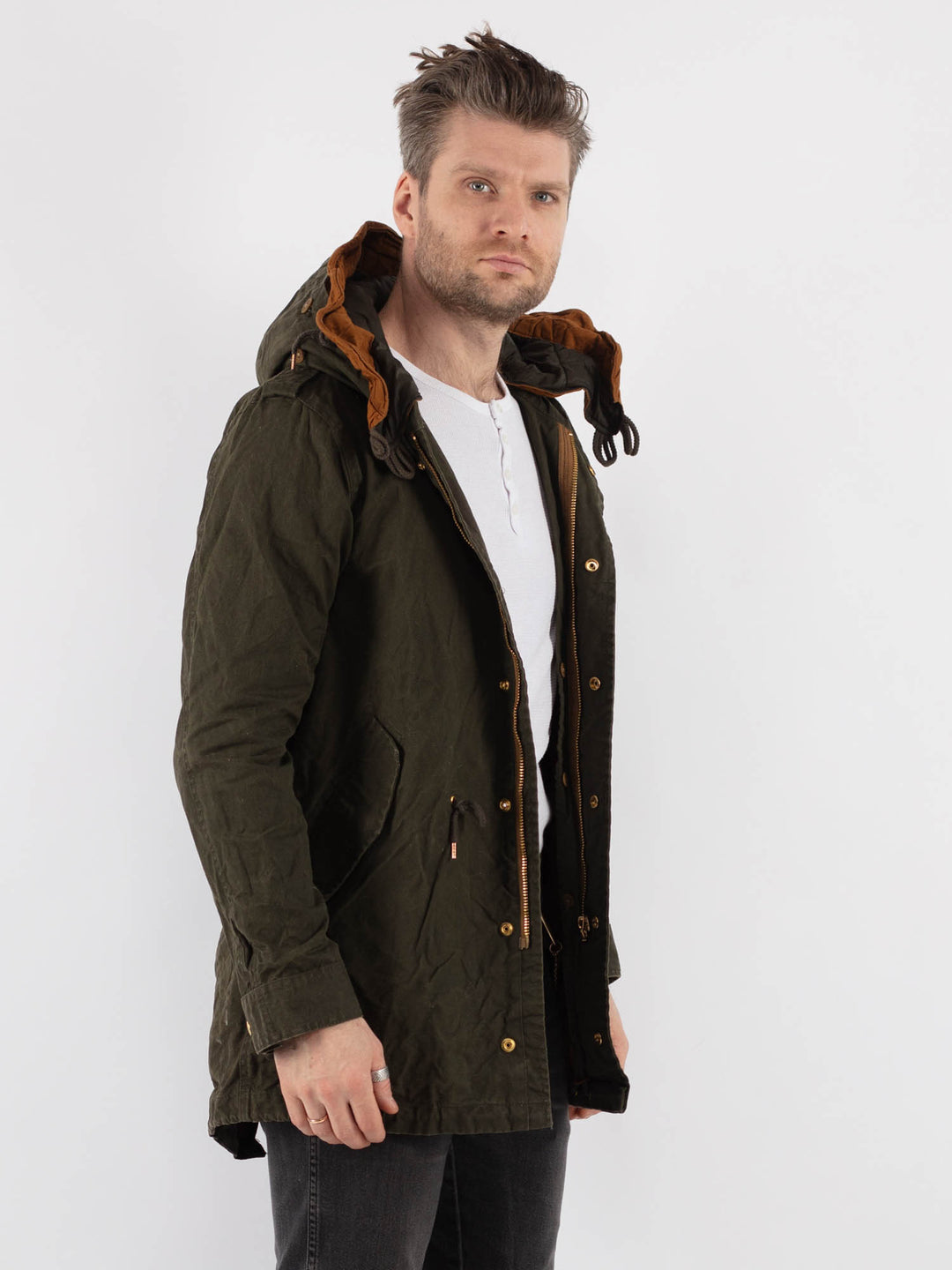 Vintage 00's Men Waxed Canvas Jacket in Green - NorthernGrip