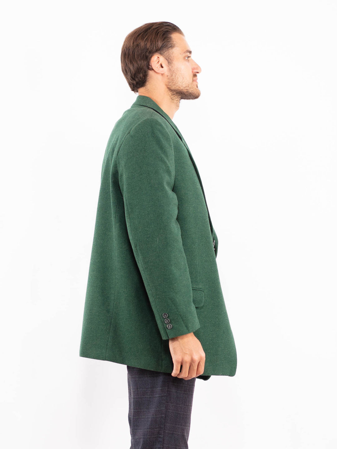 Vintage 90's Men Wool Blend Blazer Jacket in GreenZ2158
