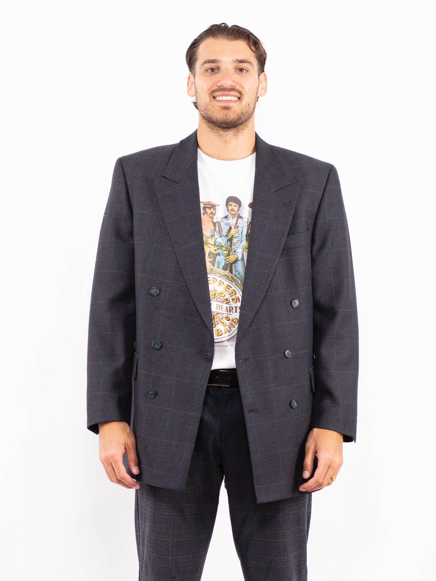 Online Vintage Store | Vintage 90's Men Wool Blazer Jacket in Blue
