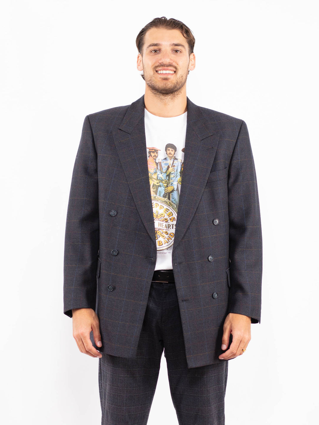 Vintage 90's Men Wool Blazer Jacket in BlueZ2159