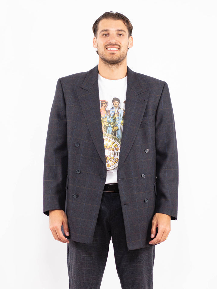 Vintage 90's Men Wool Blazer Jacket in BlueZ2159