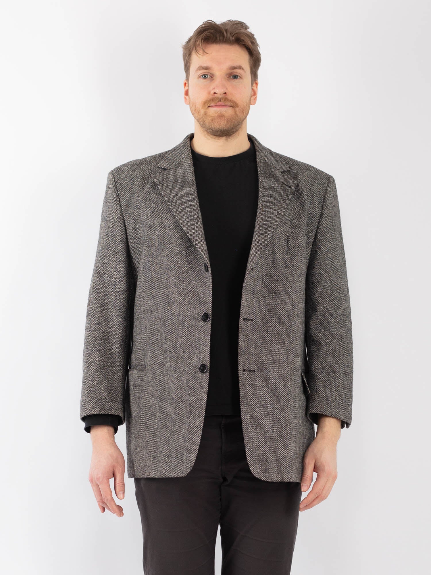 Online Vintage Store | Vintage 90's Men Wool Blazer Jacket in Gray