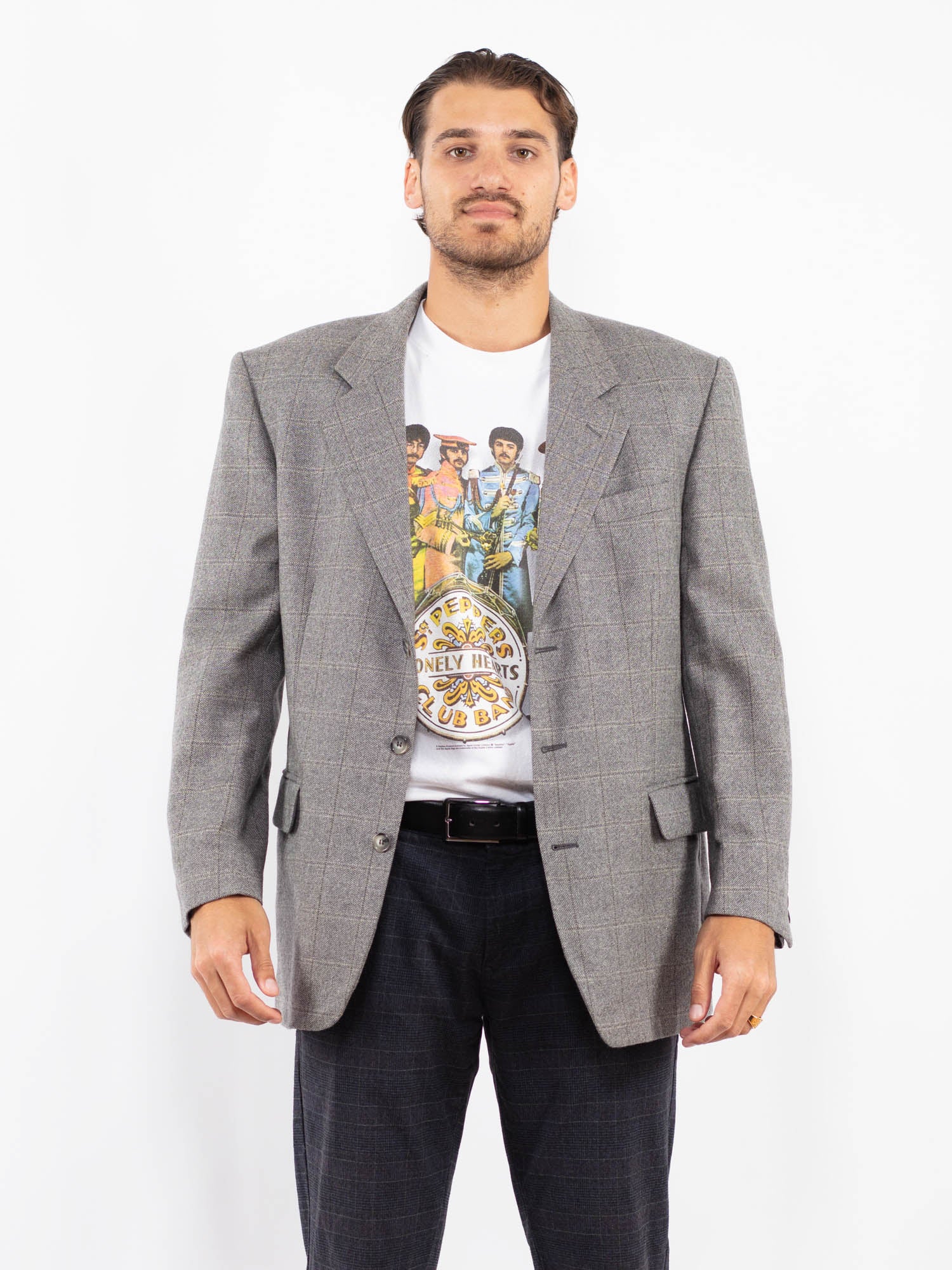 Online Vintage Store | Vintage 90's Men Wool Blazer Jacket in Gray