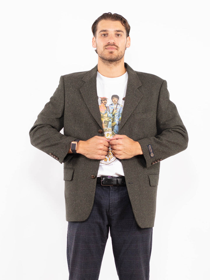 Vintage 90's Men Wool Blend Blazer Jacket in GreenZ2205