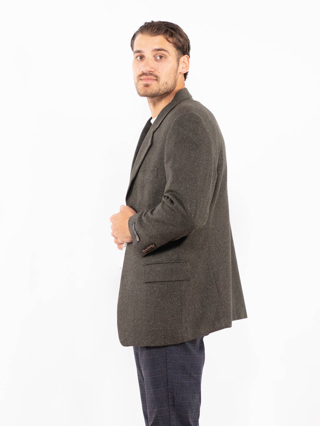 Vintage 90's Men Wool Blend Blazer Jacket in GreenZ2205