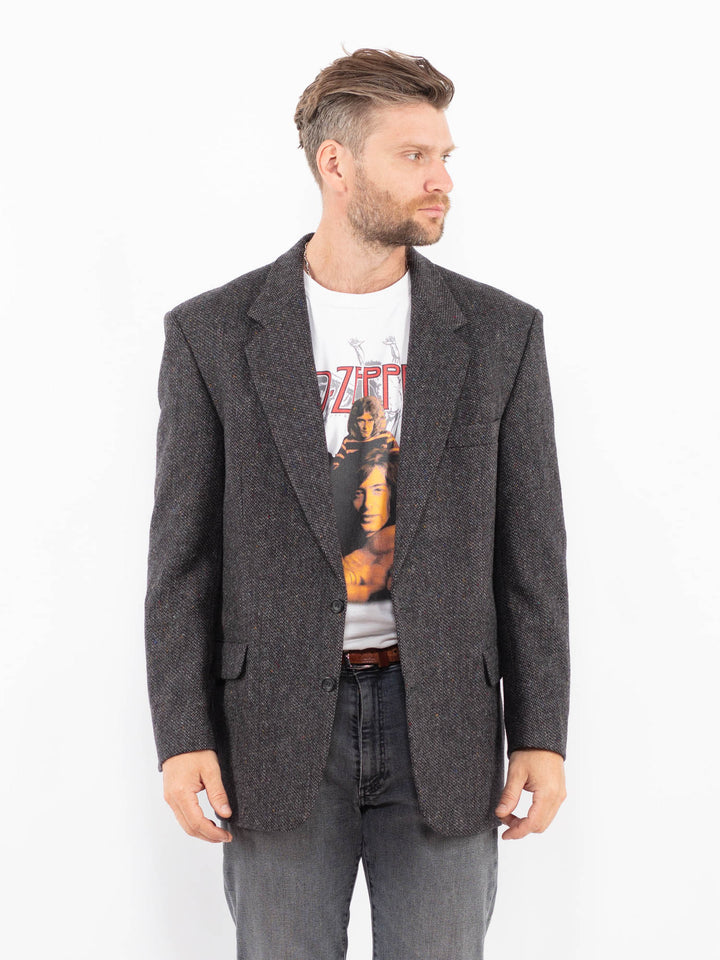 Vintage 90's Men Wool Blazer Jacket in GrayZ2316