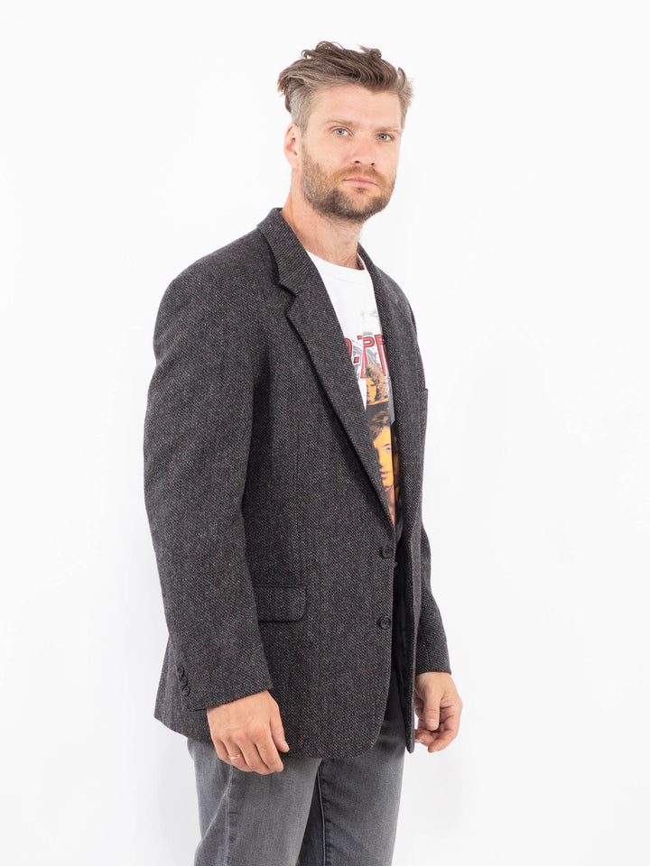 Vintage 90's Men Wool Blazer Jacket in GrayZ2316