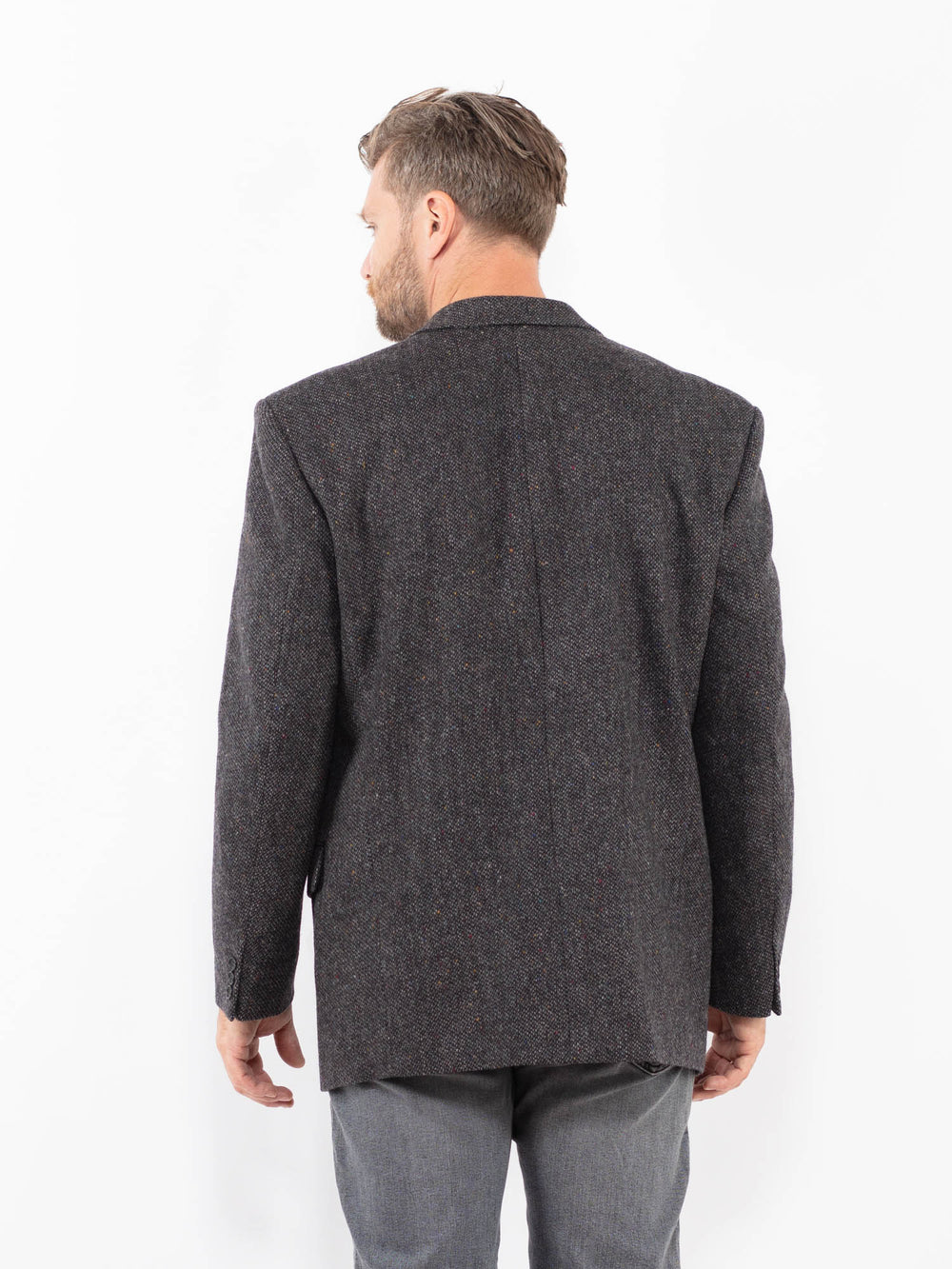 Vintage 90's Men Wool Blazer Jacket in GrayZ2316