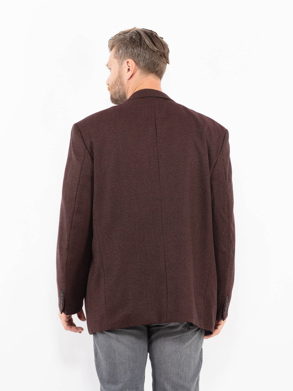 Vintage 90's Men Wool Blazer Jacket in BrownZ2327
