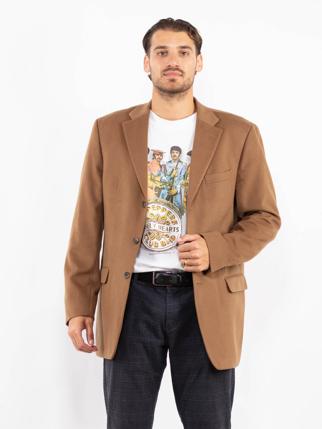 Vintage 90's Men Wool Blazer Jacket in BrownZ2221