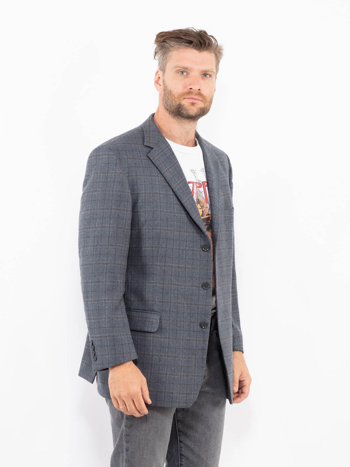 Vintage 90's Men Wool Blazer Jacket in GrayZ2328