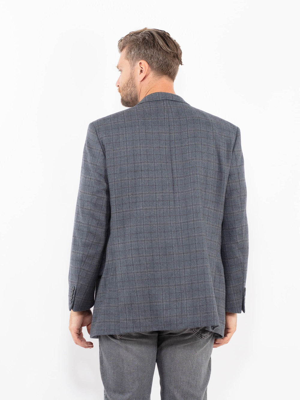 Vintage 90's Men Wool Blazer Jacket in GrayZ2328