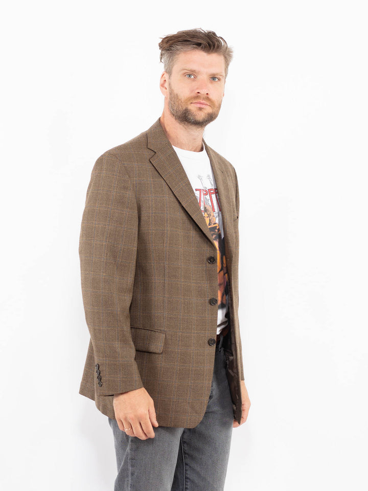 Vintage 90's Men Wool Blend Blazer Jacket in BeigeZ2329