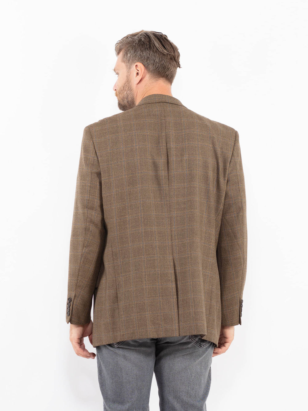 Vintage 90's Men Wool Blend Blazer Jacket in BeigeZ2329