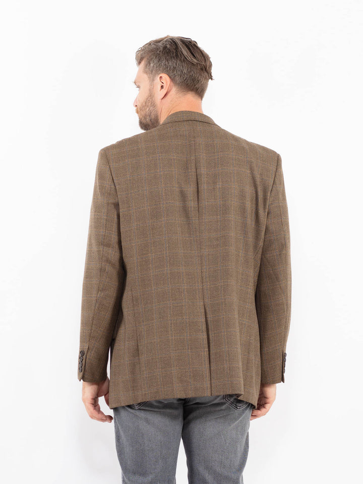 Vintage 90's Men Wool Blend Blazer Jacket in BeigeZ2329