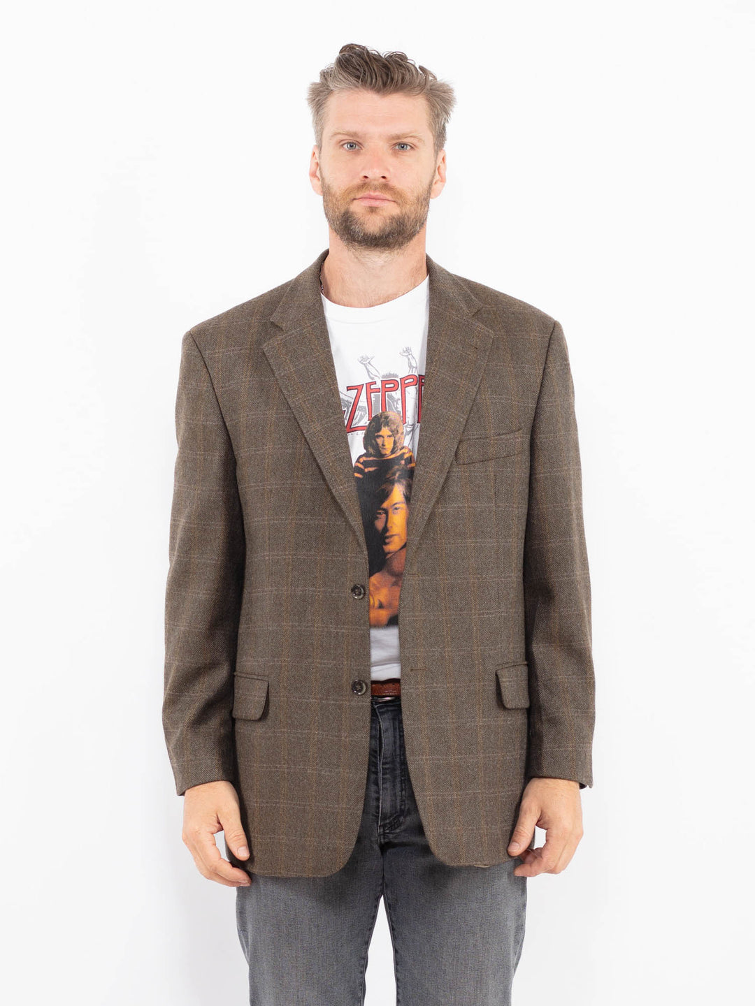 Vintage 90's Men Wool Blazer Jacket in BeigeZ2330
