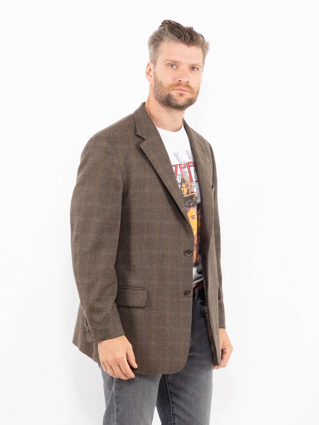 Vintage 90's Men Wool Blazer Jacket in BeigeZ2330