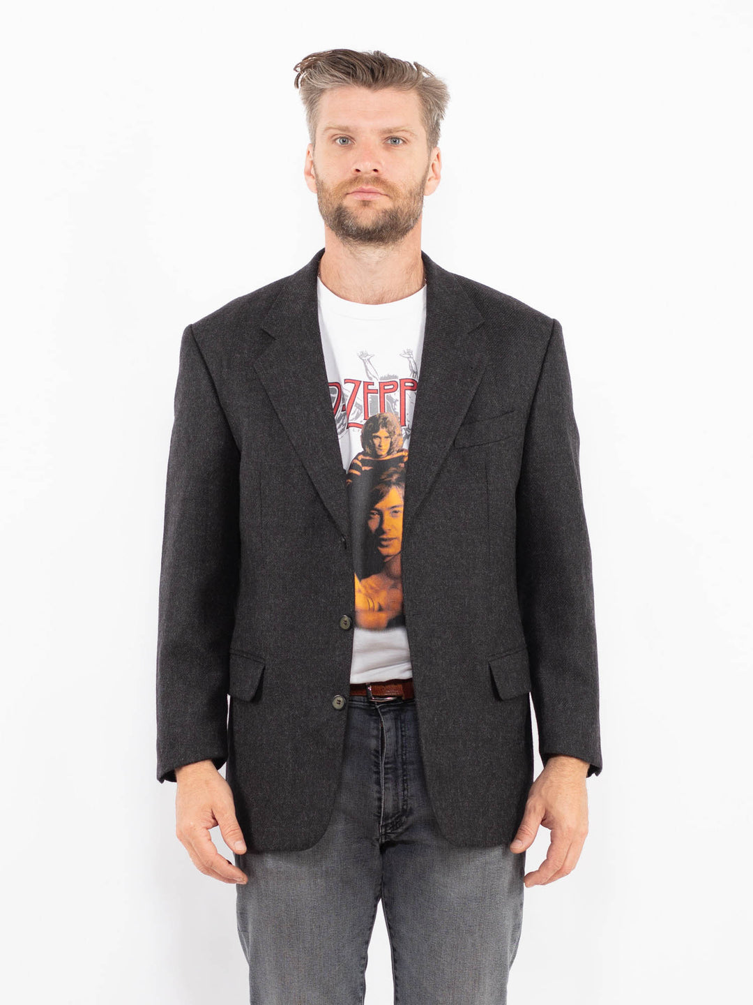 Vintage 90's Men Wool Blend Blazer in GrayZ2332