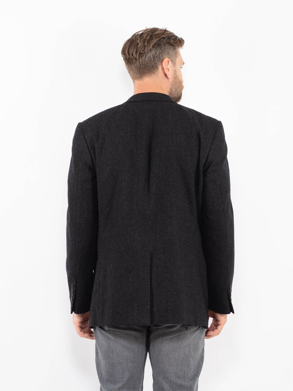 Vintage 90's Men Wool Blazer Jacket in GrayZ2333