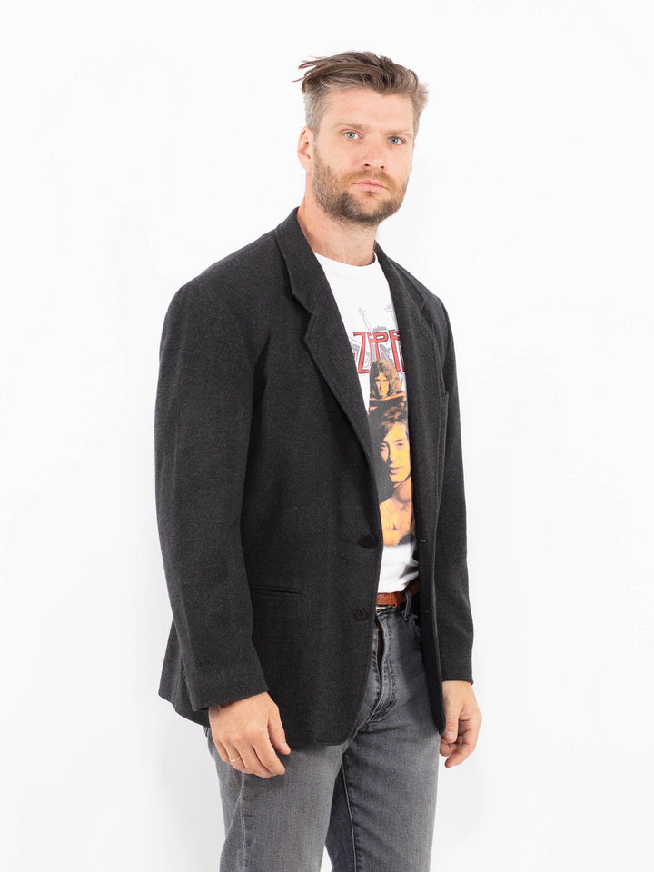 Vintage 90's Men Wool Blend Blazer Jacket in GrayZ2335