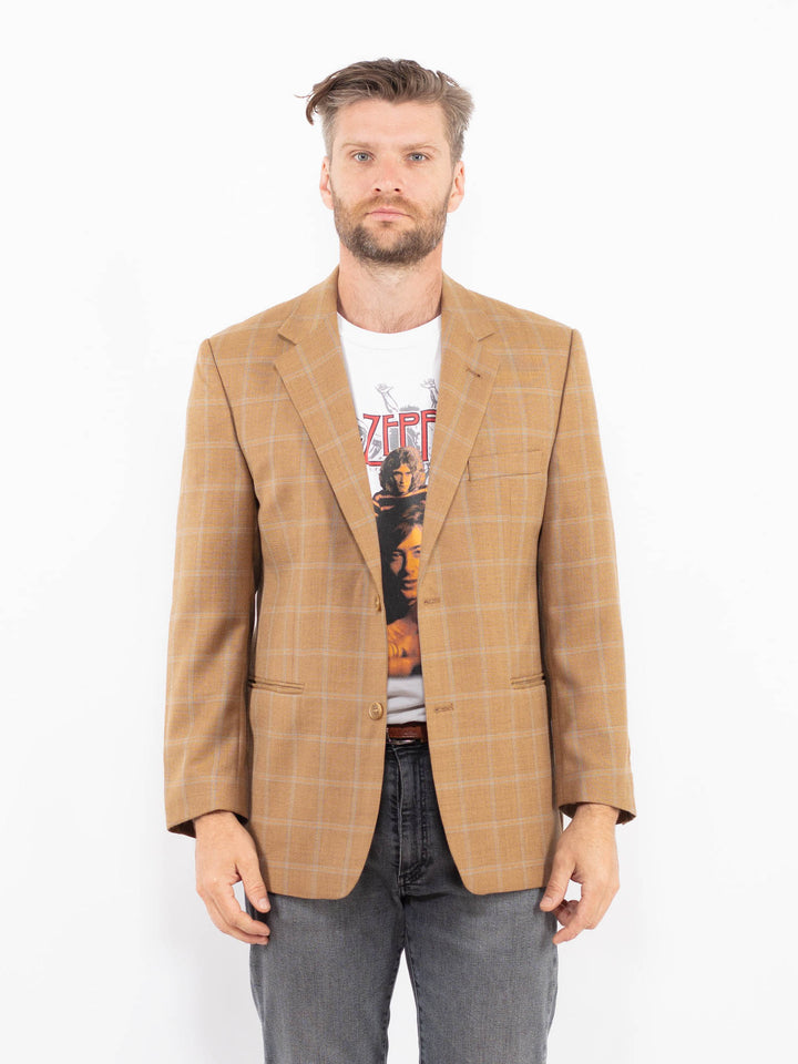Vintage 90's Men Wool Blend Blazer Jacket in BrownZ2337