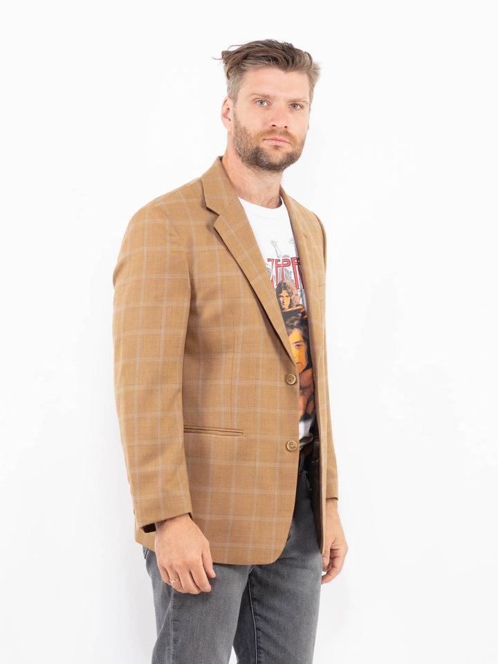 Vintage 90's Men Wool Blend Blazer Jacket in BrownZ2337