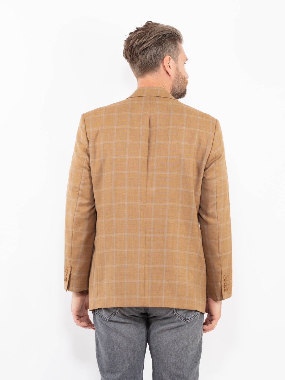 Vintage 90's Men Wool Blend Blazer Jacket in BrownZ2337