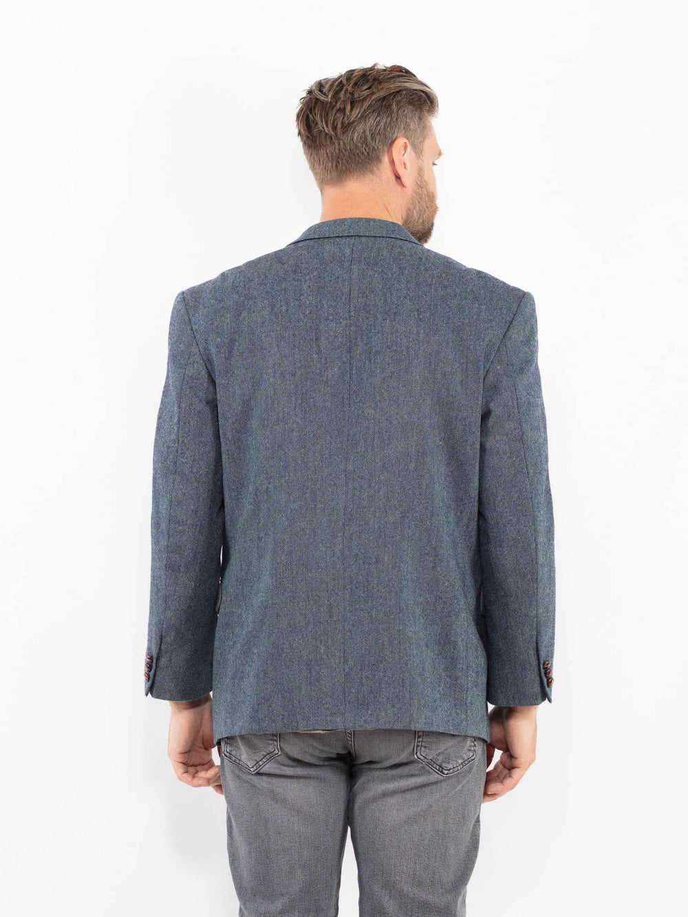 Vintage 90's Men Wool Blazer Jacket in BlueZ2338
