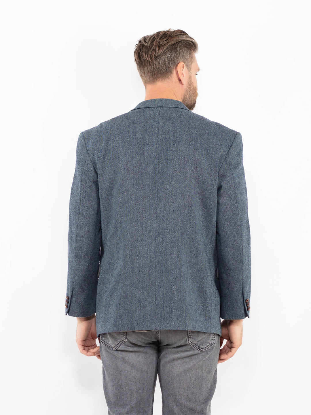 Vintage 90's Men Wool Blazer Jacket in BlueZ2338