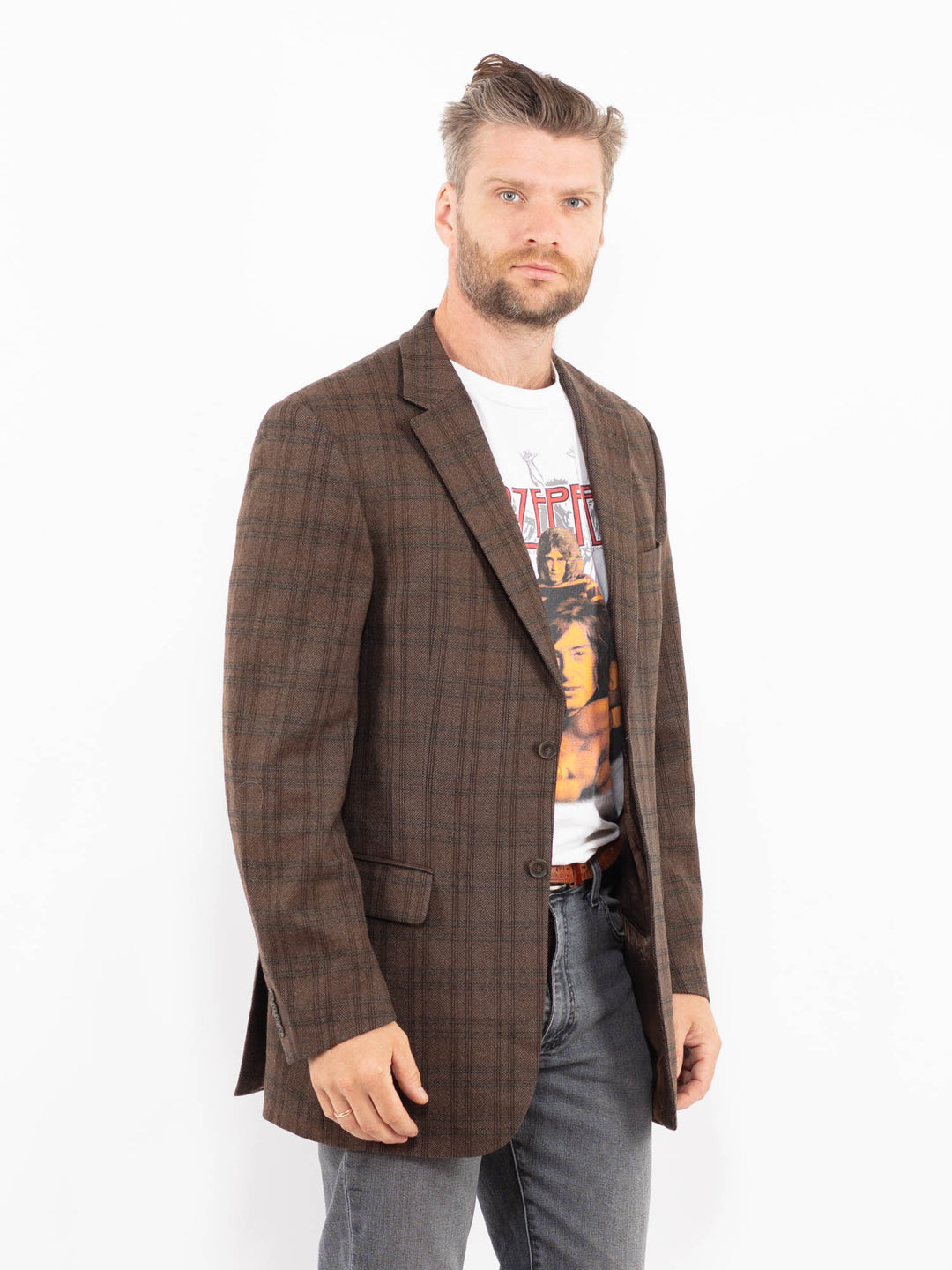 Vintage 90's Men Wool Blazer in BrownZ2341