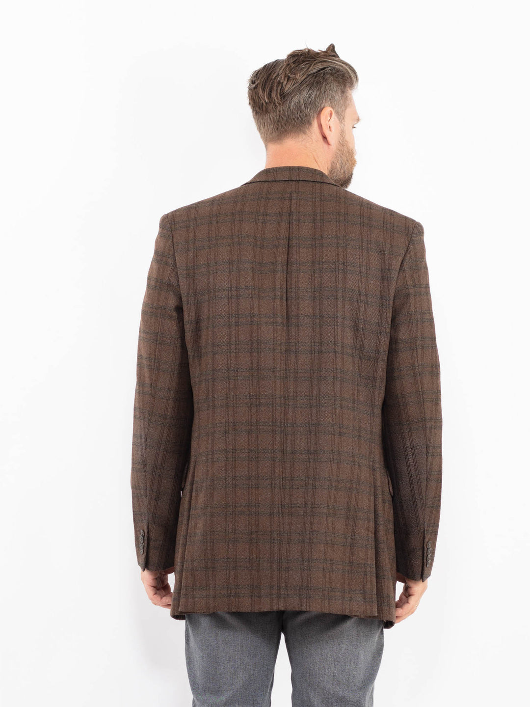Vintage 90's Men Wool Blazer in BrownZ2341