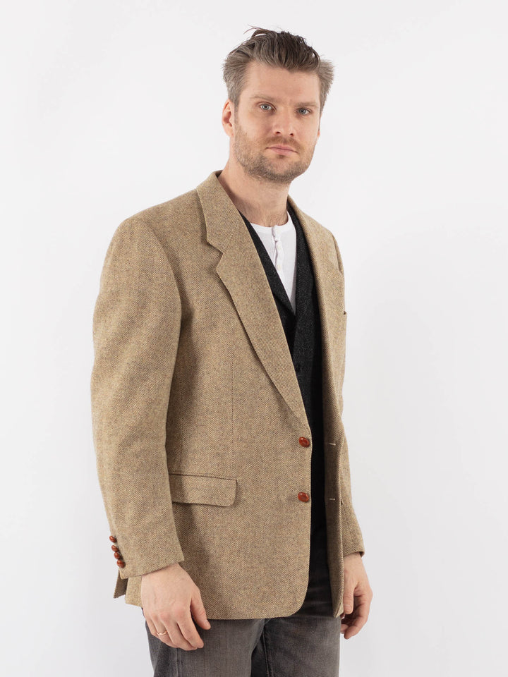 Vintage 90's Men Wool Blazer Jacket in BeigeZ1054