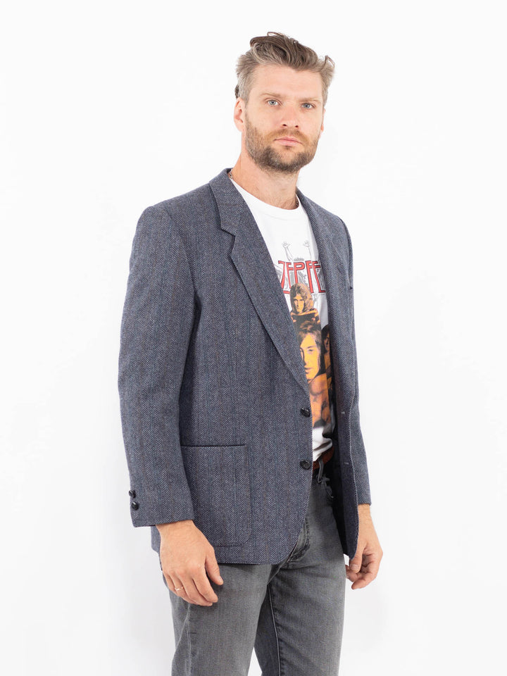 Vintage 90's Men Wool Blazer Jacket in BlueZ2344