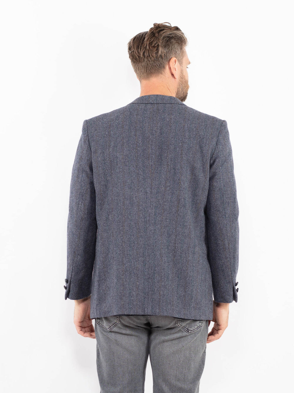 Vintage 90's Men Wool Blazer Jacket in BlueZ2344
