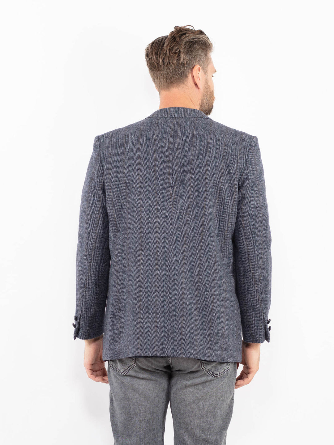 Vintage 90's Men Wool Blazer Jacket in BlueZ2344