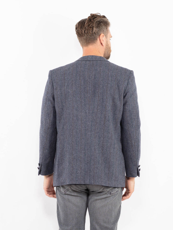 Vintage 90's Men Wool Blazer Jacket in BlueZ2344