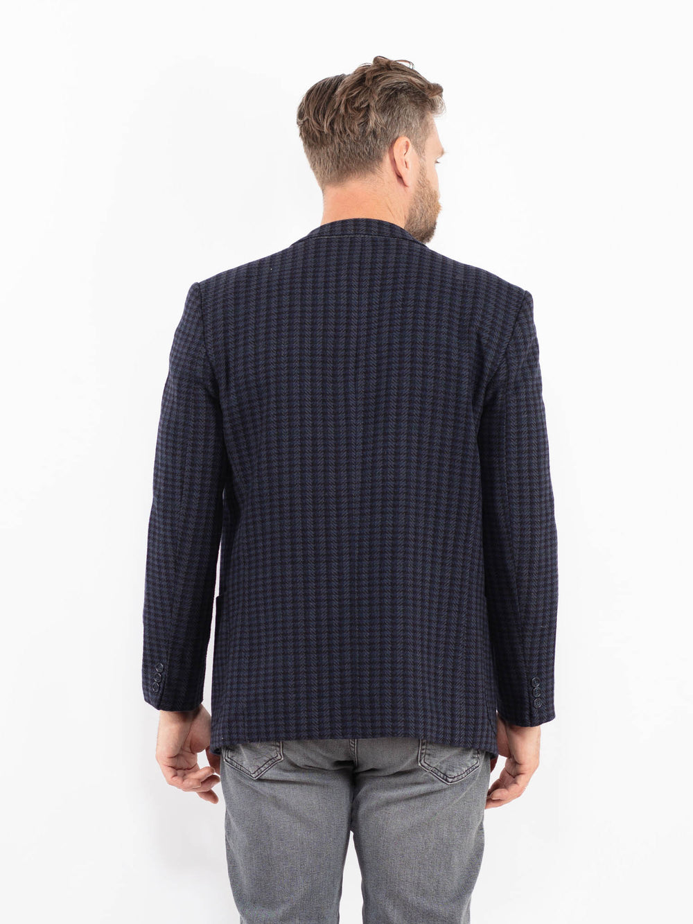 Vintage 90's Men Wool Blend Blazer Jacket in BlueZ2345