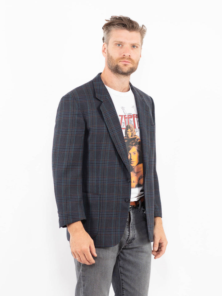 Vintage 90's Men Wool Blend Blazer Jacket in BlueZ2346