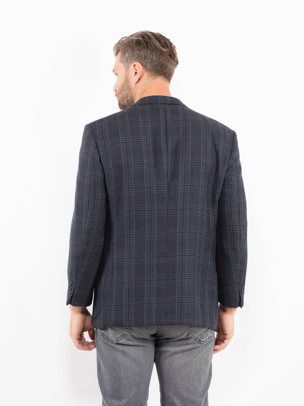 Vintage 90's Men Wool Blend Blazer Jacket in BlueZ2346