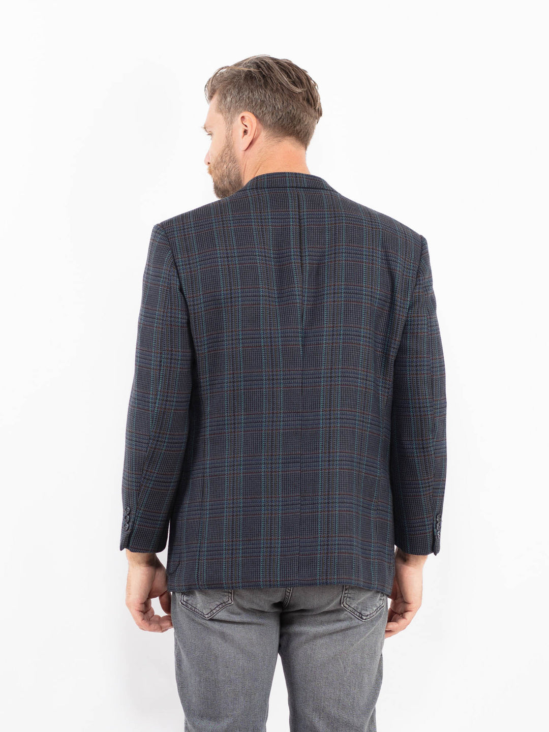 Vintage 90's Men Wool Blend Blazer Jacket in BlueZ2346