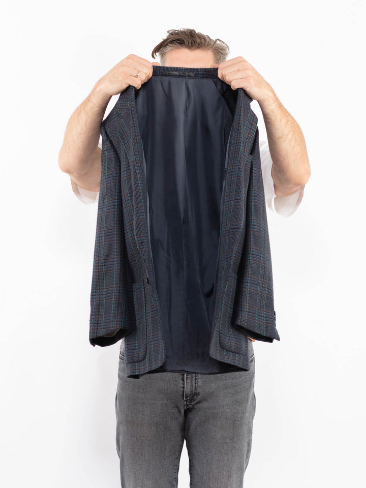 Vintage 90's Men Wool Blend Blazer Jacket in BlueZ2346