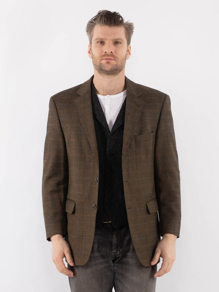 Vintage 90's Men Wool Blend Blazer Jacket in GreenZ1043