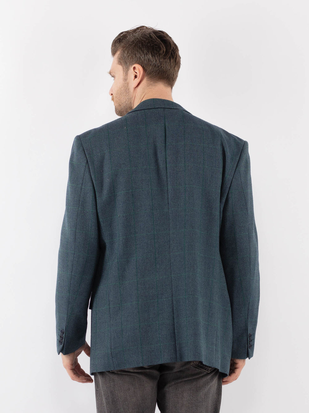 Vintage 90's Men Wool Blazer Jacket in BlueZ1057