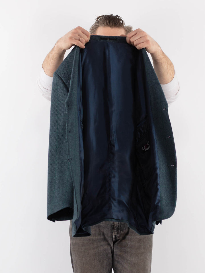 Vintage 90's Men Wool Blazer Jacket in BlueZ1057