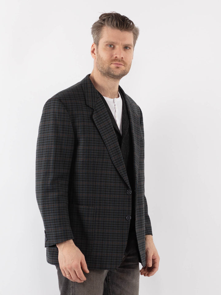 Vintage 90's Men Wool Blazer Jacket in BlueZ1061