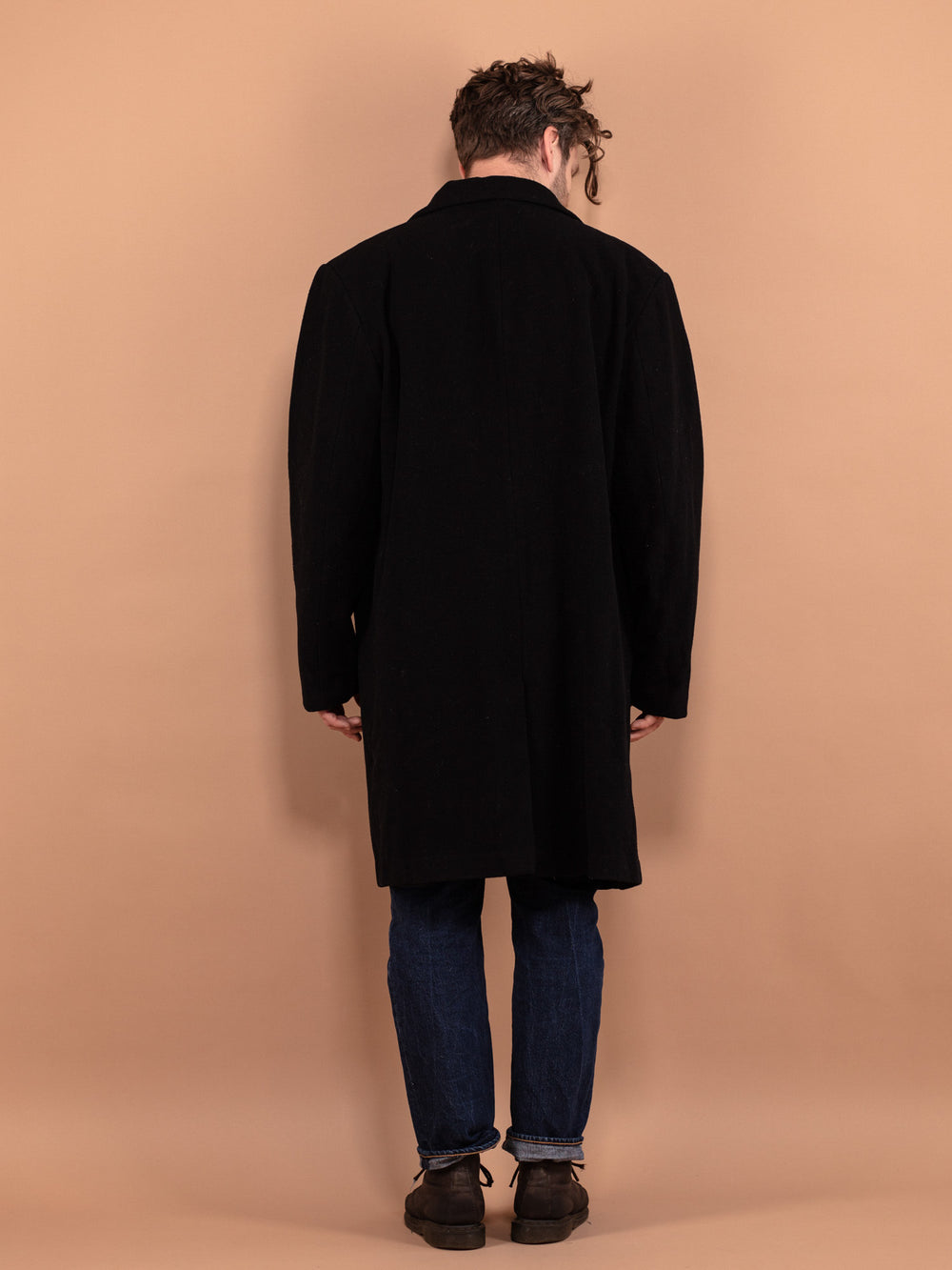 Vintage 90's Men Wool Blend Coat in Black - NorthernGrip