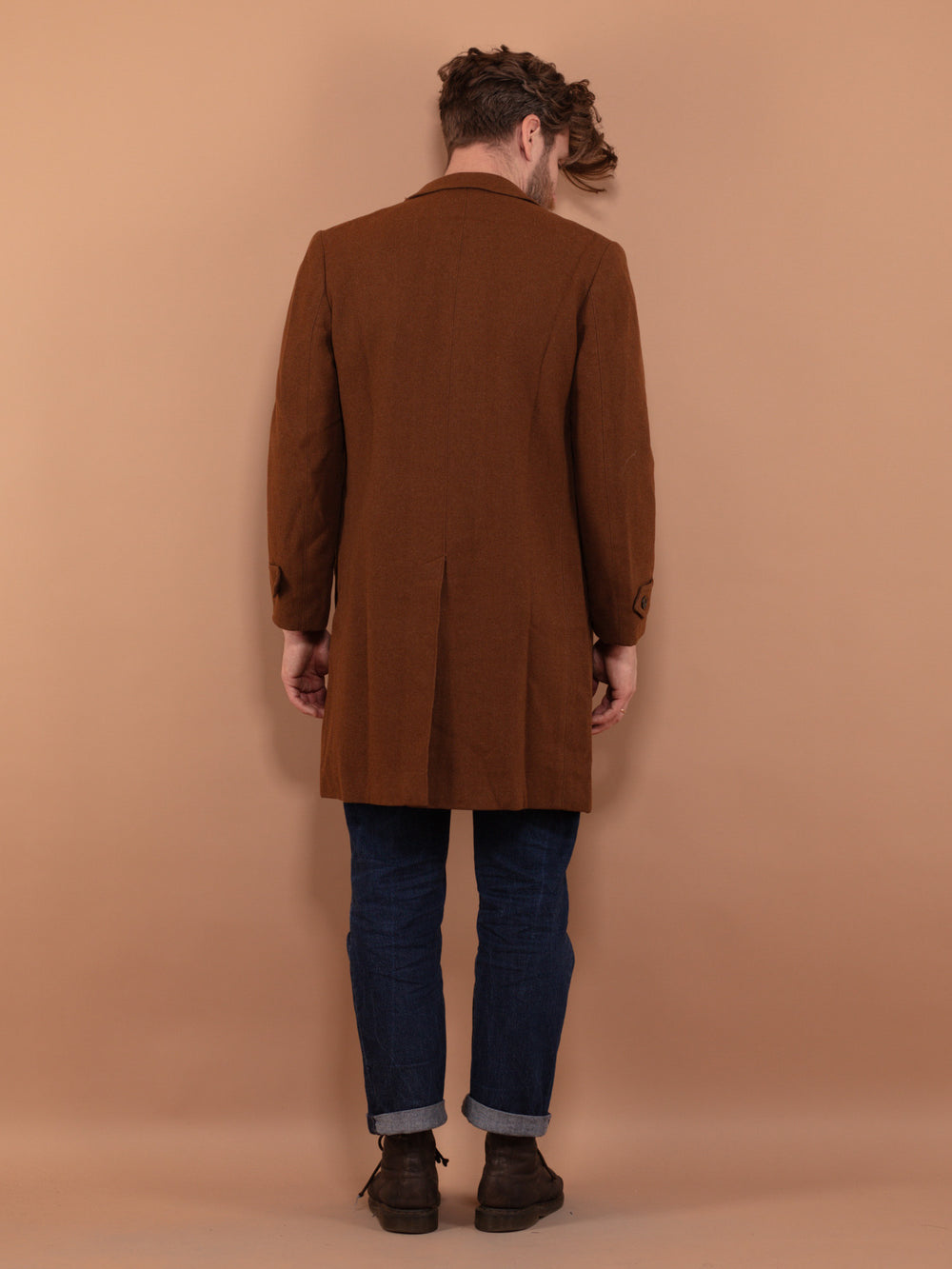 Vintage 90's Men Wool Blend Coat in Brown - NorthernGrip